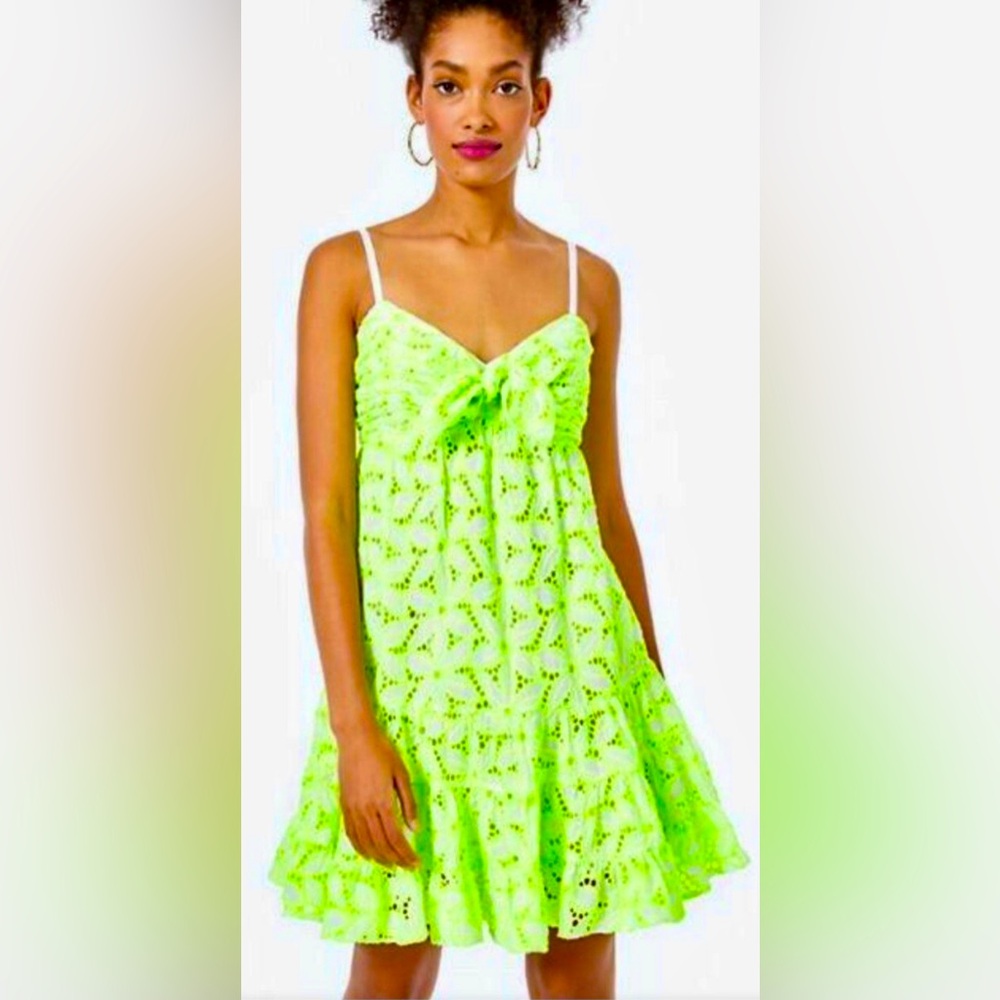 Lilly Pulitzer NWT Briana Dress Pepino Green Mambo Eyelet Size 0 GORGEOUS!
